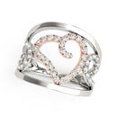 Heart Motif Filigree Style Diamond Ring in 14k White And Rose Gold (1/4 cttw)-1