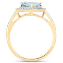 1.58 Carat Genuine Aquamarine and White Diamond 14K Yellow Gold Ring-2