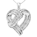 .925 Sterling Silver 1 1/4 Cttw Round Diamond Openwork Ribbon Weave Heart Pendant 18" Necklace (I-J Color, I3 Clarity)-1