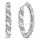 14K White Gold 1 1/5 Cttw Lab Grown Diamond Swirl Design 1" Inch Hoop Earrings (F-G Color, VS1-VS2 Clarity)-1