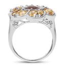 3.46 Carat Genuine Smoky Quartz & Citrine .925 Sterling Silver Ring-2