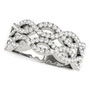 Diamond Studded Double Interlocking Waves Ring in 14k White Gold  (5/8 cttw)-1