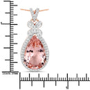 8.14 Carat Genuine Morganite and White Diamond 14K Rose Gold Pendant-3