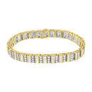 14K Yellow Gold 5.50 Cttw Round and Baguette Diamond Link Bracelet-2