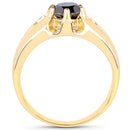 14K Yellow Gold Plated 1.00 Carat Genuine Black Diamond .925 Sterling Silver Ring-2
