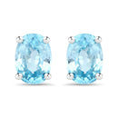 2.40 Carat Genuine Blue Zircon .925 Sterling Silver Earrings-1