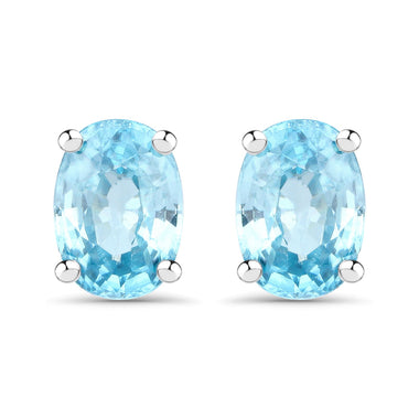 2.40 Carat Genuine Blue Zircon .925 Sterling Silver Earrings
