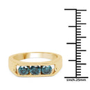 14K Yellow Gold Plated 0.90 Carat Genuine Blue Diamond .925 Sterling Silver Ring-3