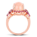 14K Rose Gold Plated 9.13 Carat Genuine Morganite and Rhodolite .925 Sterling Silver Ring-2