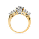 10K Yellow Gold 1.00 Cttw Diamond Starburst Ring Band (H-I Color, I1-I2 Clarity) - Ring Size 7-4