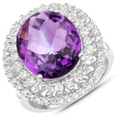 8.41 Carat Genuine Amethyst and White Topaz .925 Sterling Silver Ring-1