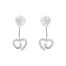 .925 Sterling Silver 1/4 Cttw Diamond Swirl Heart Front/Back Earrings (I-J Color, I2-I3 Clarity)-3