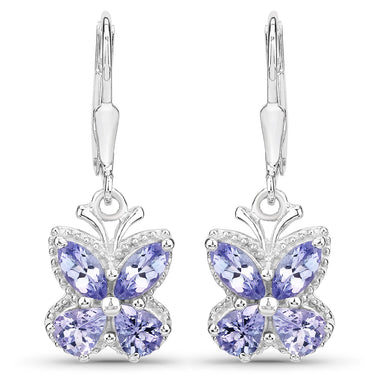 2.08 Carat Genuine Tanzanite .925 Sterling Silver Earrings