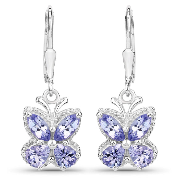 2.08 Carat Genuine Tanzanite .925 Sterling Silver Earrings