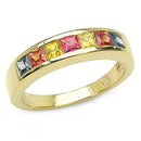 14K Yellow Gold Plated 1.26 Carat Genuine Multi Sapphire .925 Sterling Silver Ring-1