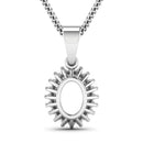 0.13 Carat Genuine White Diamond 14K White Gold Semi Mount Pendant - holds 8x6mm Oval Gemstone-3