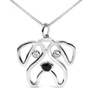 .925 Sterling Silver Diamond Accent Pug Dog Pendant Necklace (I-J Color, I2-I3 Clarity) - 18" Inches-1