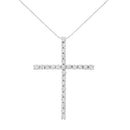 .925 Sterling Silver 2 1/2 cttw Diamond Cross Pendant Necklace (H-I, I2-I3)-2