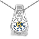 4.94 Carat Genuine Swiss Blue Topaz, Blue Diamond & White Diamond .925 Sterling Silver Pendant-3
