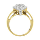 14K Yellow and White Gold 1.00 Cttw Round and Baguette-Cut Diamond Ballerina Cocktail Ring (H-I Color, SI2-I1 Clarity)-5