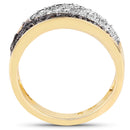 14K Yellow Gold Plated 1.20 Carat Genuine Black Diamond and White Diamond .925 Sterling Silver Ring-2