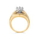 14K Yellow Gold 2-1/3 Cttw Diamond Cluster Channel Set Chevron Shaped Engagement Ring (H-I Color, SI1-SI2 Clarity) - Ring Size 7-5