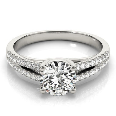 14k White Gold Split Shank Round Diamond Engagement Ring (1 1/8 cttw) - 0