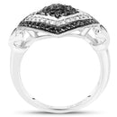 0.56 Carat Genuine White Diamond and Black Diamond .925 Sterling Silver Ring-2