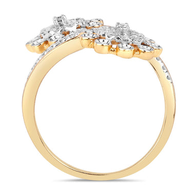 0.56 Carat Genuine White Diamond 14K Yellow Gold Ring (E-F Color, SI1-SI2 Clarity) - 0