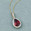 3.29 Carat Genuine Rhodolite and White Diamond 14K Yellow Gold Pendant-2