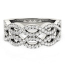 Diamond Studded Double Interlocking Waves Ring in 14k White Gold  (5/8 cttw)-2