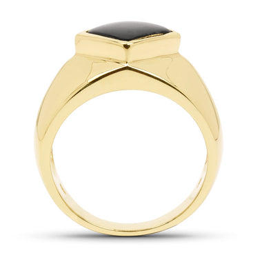 14K Yellow Gold Plated 2.00 Carat Genuine Black Onyx .925 Sterling Silver Ring - 0