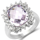5.55 Carat Genuine Pink Amethyst and White Topaz .925 Sterling Silver Ring-1