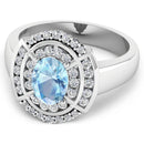 1.57 Carat Genuine Aquamarine and White Diamond 14K White Gold Ring-4
