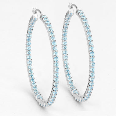 3.60 Carat Genuine Swiss Blue Topaz .925 Sterling Silver Earrings - 0