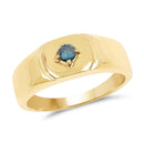 14K Yellow Gold Plated 0.20 Carat Genuine Blue Diamond .925 Sterling Silver Ring-1