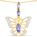 0.74 Carat Genuine Tanzanite and White Topaz .925 Sterling Silver Pendant-1