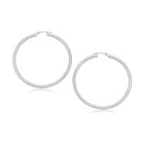 14k White Gold Polished Hoop Earrings (30 mm)-1