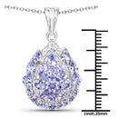 2.64 Carat Genuine Tanzanite and White Topaz .925 Sterling Silver Pendant-3