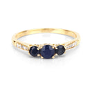 0.56 Carat Genuine Blue Sapphire and White Diamond 14K Yellow Gold Ring-3