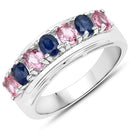 1.40 Carat Genuine Pink Sapphire and Blue Sapphire .925 Sterling Silver Ring-1
