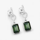 2.28 Carat Genuine Green Tourmaline and White Diamond 14K White Gold Earrings-3