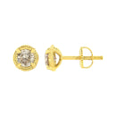 14K Yellow Gold Plated .925 Sterling Silver 1.0 Cttw Round Brilliant Cut Diamond Solitaire Milgrain Stud Earrings (K-L Color, I2-I3 Clarity)-3
