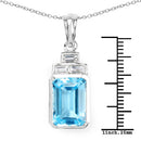 9.99 Carat Genuine Swiss Blue Topaz and White Topaz .925 Sterling Silver Pendant-3