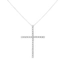 .925 Sterling Silver 2 1/2 cttw Diamond Cross Pendant Necklace (H-I, I2-I3)-3