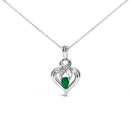.925 Sterling Silver 6x4mm Pear Emerald and Diamond Accent Heart Pendant Necklace (H-I Color, SI1-SI2 Clarity) - 18 Inches-1