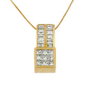 14K Yellow Gold 1 1/4 cttw Princess and Baguette Cut Geometric Inspired Diamond Pendant Necklace (H-I, VS1-VS2)-1