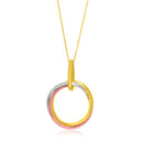 14k Tri-Color Gold Open Interlaced Ring Pendant-2