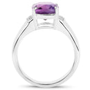 2.65 Carat Genuine  Amethyst and White Topaz .925 Sterling Silver Ring-2