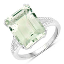 10.64 Carat Genuine Green Amethyst and White Topaz .925 Sterling Silver Ring-1